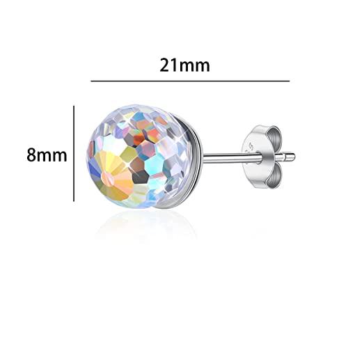 Austrian Crystal Earrings for Women 8MM Austrian Crystal Disco Ball Earrings Iridescent Disco Jewelry for Women2