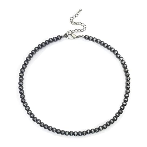 Western Necklaces For Women,Navajo Pearl Necklace Western Jewelry Beaded Choker Cowgirl Boho Vintage Necklace For Girl (4mm/6mm/8mm), Beads, No Gemstone Cover