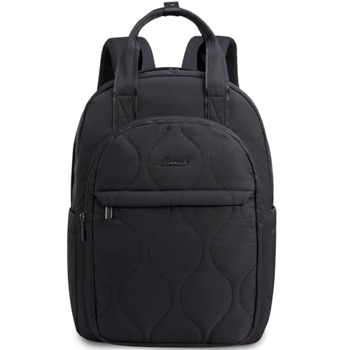 LOVEVOOK Laptop Backpack for Women, College Travel Backpack Puffer Womens Backpack for 15.6 Inch Laptop, Computer Water-Resistant Quilted Casual Daypack, Black