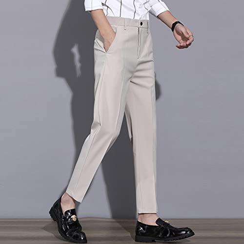 Men's Business Comfort Pant Casual Straight Fit Tapered Wedding Suit Pant Classic Lightweight Loose Fit Trousers4