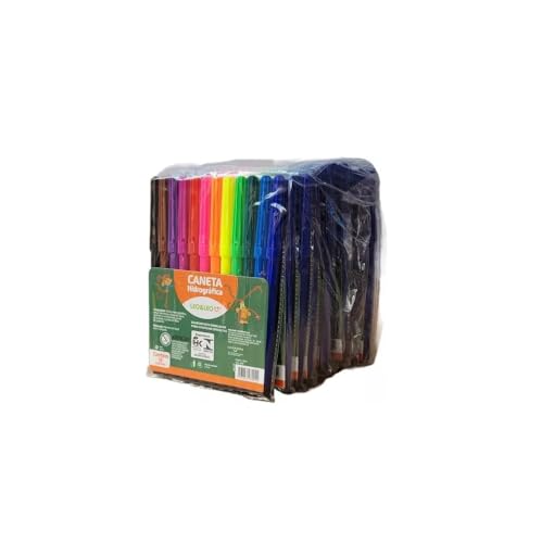 Caneta Hidrográfica Pacote de 12 Estojos De Canetinhas Com 12 Cores Ponta Resistente Qualidade Leo E Leo - 144 unidades