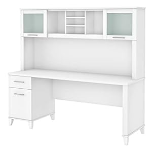 Bush Furniture Somerset 72W Office Desk with Drawers and Hutch in White