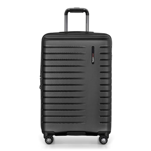 Image of Traveler's Choice Archer Polycarbonate Hardside Spinner Luggage Set, Tie Down Straps, Black, Checked 25-Inch