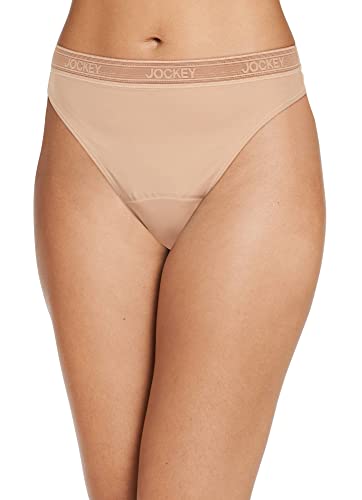 Jockey Women's Underwear Worry Free Microfiber Light Absorbency Thong, Light, L