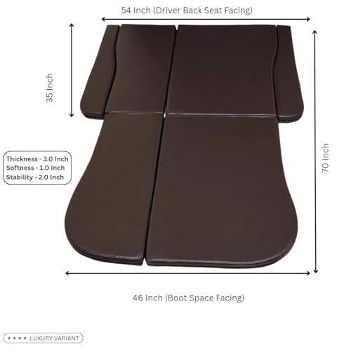 Image of Foldable Car Bed for XUV700 /XUV7XO 7-Seater | Non-Inflatable | Waterproof | 60 /40 Split, Lightweight 7kg | (Luxury Variant -Brown)
