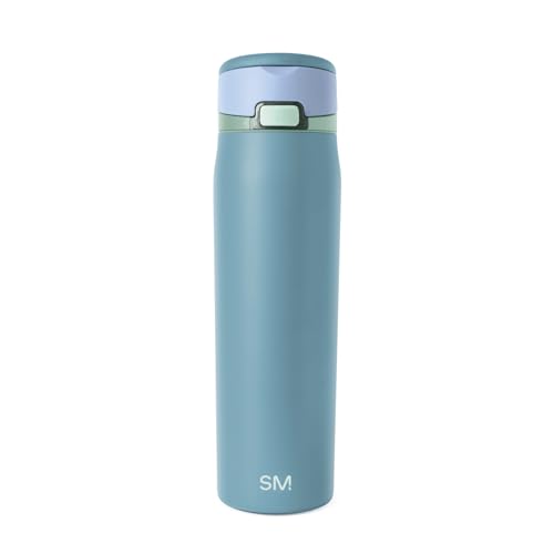 Image of Simple Modern Water Bottle with Straw & Handle | 24oz | Blue | Mesa Loop Insulated Water Bottle for School, Sports, Travel | Leak Proof, Stainless Steel | Glacier Bay