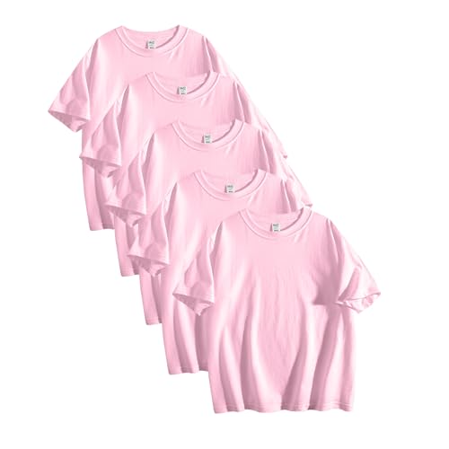 5 Pack Boys Shirts Short Sleeve Shirts for Boys Cotton T-Shirts Kids Toddler Tshirts Tees Clothes Summer Tops White