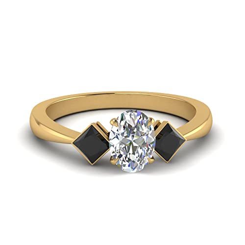 Image of Choose Your Gemstone Kite Design Diamond CZ Ring Yellow Gold Plated Oval Shape 3 Stone Engagement Rings Everyday Jewelry Wedding Jewelry Handmade Gifts for Wife US Size 4 to 12
