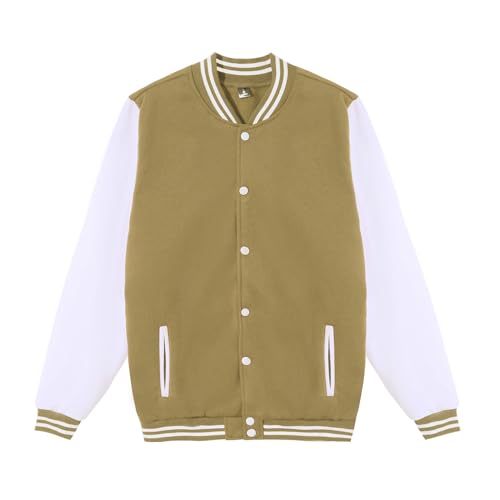 Image of Mowbeat Women Baseball Jacket Varsity Uniform Unisex Adult Long Sleeve Casual Loose Cardigan Men's Track Jacket