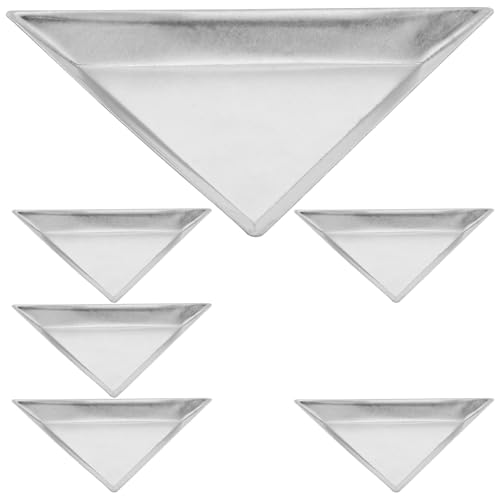 KICHOUSE Bandejas de Pesaje de Acero Inoxidable 6 Piezas, Mini Platos Triangulares para Laboratorio, Bandejas de Pesaje de Polvo y Epoxi, Platos Compactos para Joyería y Medición Precisa