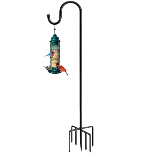 Image of Shepherds Hooks for Outdoor with 7 Base Prongs, 72 Inches Heavy Duty Garden Bird Feeder Pole for Hanging Lantern, Plant Baskets, Solar Light Lanterns, Outdoor Plant Hanger Hook,1 Pack