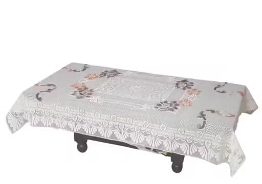Transparent PVC Table Cover | Rectangular 6 Seater with Silver Lace Border Table Cover_046_Silver-image-17