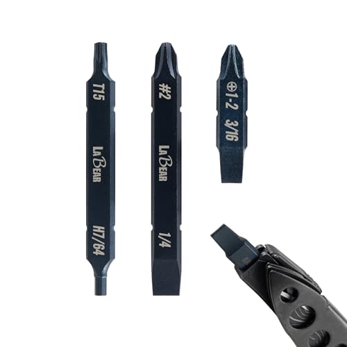 LABEAR 3-Piece Double-Ended S2 Steel Flat Bits for Leatherman