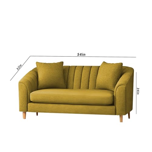 Image of Doraldo 2 Seater Sofa Set for Living Room (Yellow) Premium Fabric Sofa