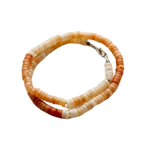 Collier opale de feu mexicaine naturelle orange, perles cristal de guérison 6-7 mm