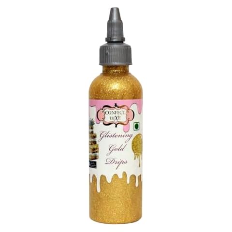 Confect Edible Drips | Drip For Cake Decoration | Christmas Cake Decorating Drip | Edible Sparkling Drips for Doughnuts & Cupcakes | Glistening Gold Drip - 3.71 Oz Cover