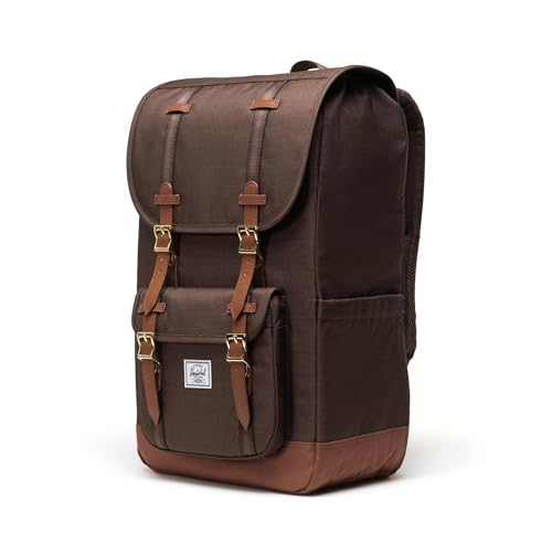 Image of Herschel Supply Co. Herschel Little America Backpack, Chocolate Brown Crosshatch /Saddle Brown, One Size