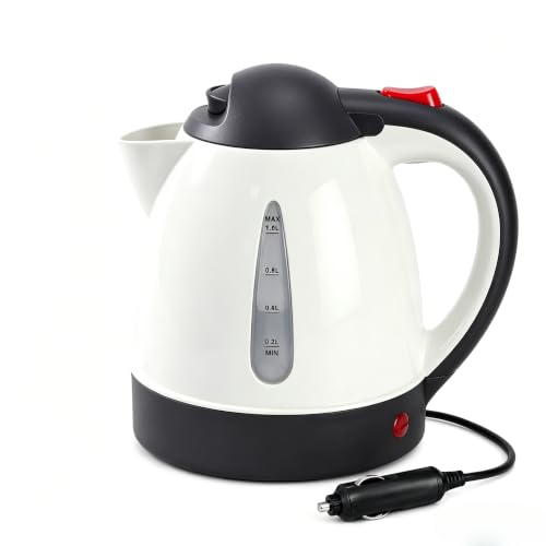 Auto Wasserkocher 1L Tragbare Reisekocher für Auto Reisen Camping mit automatischer Abschaltung (12V150W-Beige)