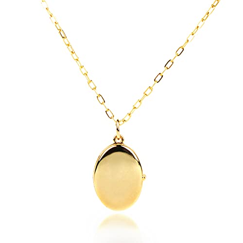 Simply Jewelry Women's Gold Oval Locket Pendant Necklace -18-20" #TOP28