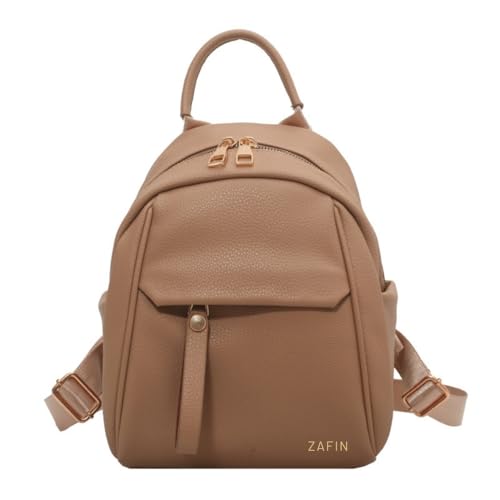 Mini Mochila Feminina Reforçada De Costa Com Alça De Mão Moda Casual Pequena Mochila Escolar Para Mulheres Viagem E Dia A Dia - ZAFIN (caramelo)