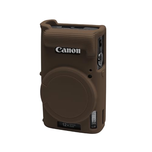 Easy Hood Case for Canon PowerShot IXY 650/ELPH 360 Camera Soft Silicone Camera Cover with Removable Lens Cap Slim Fit Anti-Scratch Carrying Protective Case Camera Body Skin Sleeve(Brown)