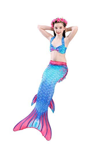 Fishtailfun Mermaid Swimsuit Costume Cosplay Mermaid Tails for Swimming for Girls, Princess Bikini Set
