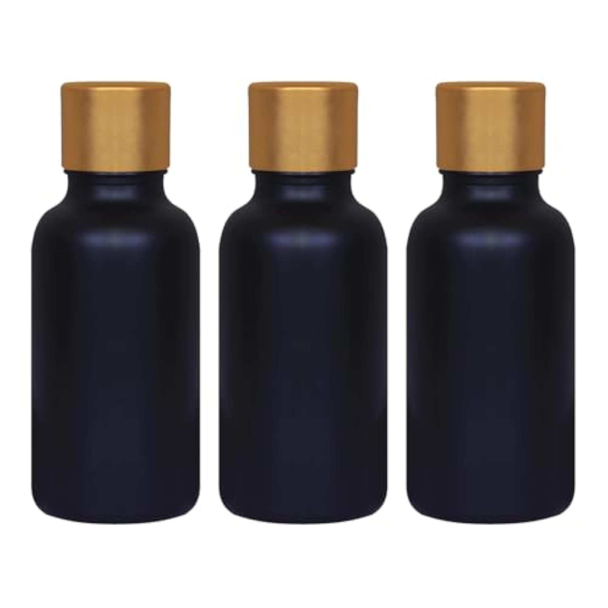 Black Glass Bottles with Metalized Gold Cap Pack of 3