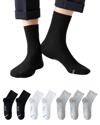 7Pack Men’s Athletic Ankle No Show Mid-Crew Socks Moisture-Wicking Cushion Sport Running