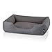 BedDog® Hundebett Zara, Hundesofa aus Cordura, Microfaser-Velours, waschbares Hundebett mit Rand, Hundekissen Vier-eckig, für drinnen, draußen, XL, Steel-Grey (grau)