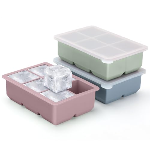 Comparison: Best Non Toxic Ice Cube Trays 11 Excnorm Silicone Ice Cube Trays 3 Pack - Large Size Silicone Ice Cube Molds with Leak Proof Removable Lid Square Ice Cube Tray And BPA Free for Cocktail,Whiskey, Stackable Flexible Ice