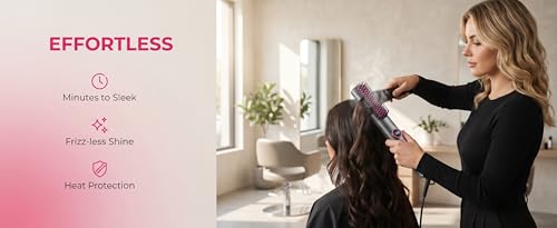 Cepillo alisador profesional iónico con aire caliente - Alisador de cabello rápido con función de chorro frío, enchufe estadounidense, pantalla LCD y protección contra quemaduras - Gris miniatura 6
