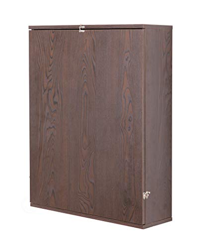 Image of Basicwise Wall Mount Laptop Fold-Out Desk with Shelves, Brown,
