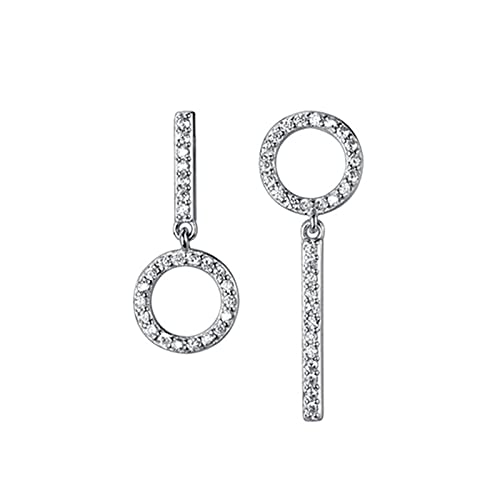 Bijoux de fête cercle asymétrique en argent 925 et zircone pour banquet
