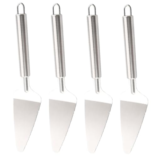 GRIRIW 4pcs Barbecue Spatula Cheese Cakes Cake Pizze Spatula Pizza Spatula Cake Serving Spatula Serrated Edge Cake Server Pie Cake Server Pizza Cake Server Stainless Steel Silver