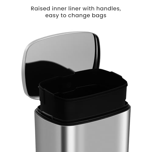 Caneca de basura de cocina alta 13 galones en acero inoxidable miniatura 5