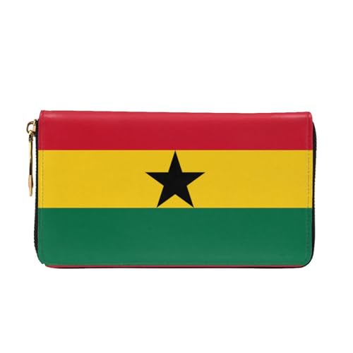 Flag of Ghana Women's Wallet Long Zip Around, Premium Vegan Leather Wallet with 12 Card Holders, Large Capacity,Gift Ready Packaging2
