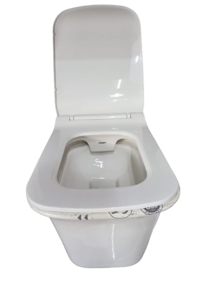 choosable ceramics One Piece Water Closet Ceramic Western Toilet/Commode/European Square with Soft Close Seat Cover for Lavatory, Toilets (S Trap Outlet is from Floor) (Rectangular -White Stylish)