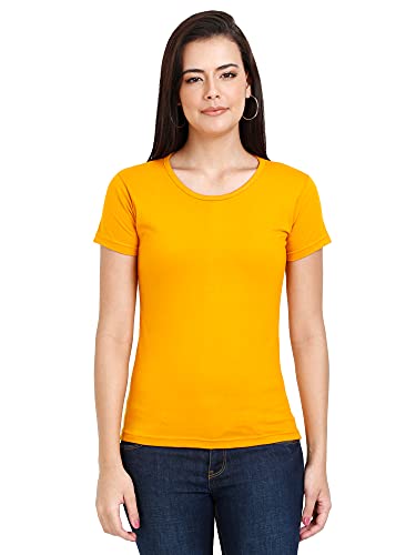 Image of FLEXIMAA Women's Cotton Plain Round Neck Half Sleeve T-Shirt