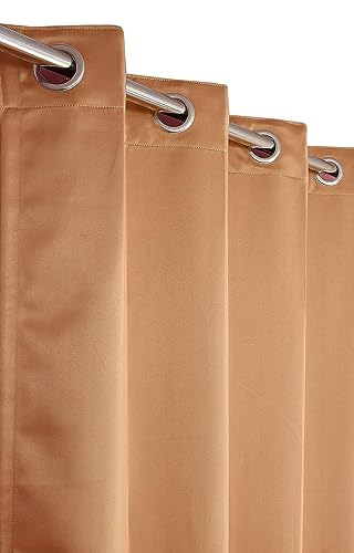 Image of 100% True Blackout Window Curtains 5 Feet, Set of 1 Panels | 300 GSM Heavy Room Darkening Polyester Cloth for Bedroom & Living Room | Thermal Insulated Heat & Noise Reducing (60x47 Inch, Golden) | 100% Room Darkening Thermal Insulated Heat & Noise Reducing Curtains 5 feet long