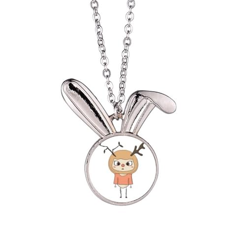 Collier lapin marron UU pendentif animal ras de cou chaîne fine acier bronze