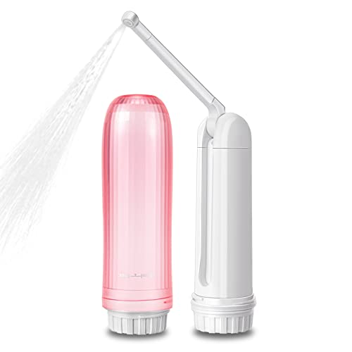 Portable Electric Bidet Sprayer - Handheld Travel Bidet with 2 Pressure Modes - Waterproof Foldable Pocket-Sized & Cordless for Bathroom Ultimate Personal Hygiene Cleaning at Home and Camping - Pink