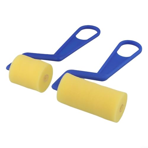 Juego de 2 brochas de rodillo de esponja, herramienta de manualidades amarilla y azul para pintura de espuma, diseño resistente y ligero para proyectos de arte de bricolaje para niños
