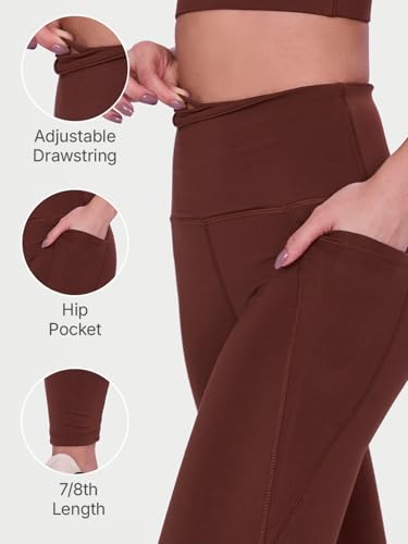 Image of Enamor High Rise 7 /8th Length Adjustable Drawstring Workout Leggings for Women - Hugged Fit, Quick Dry, Antimicrobial - A605