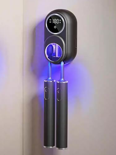Toothbrush Cleaner & Toothbrush Holder Cleaning and Air Drying LED Smart Screen Rechargeable Wall Mount Toothbrush Holder for Bathrooms