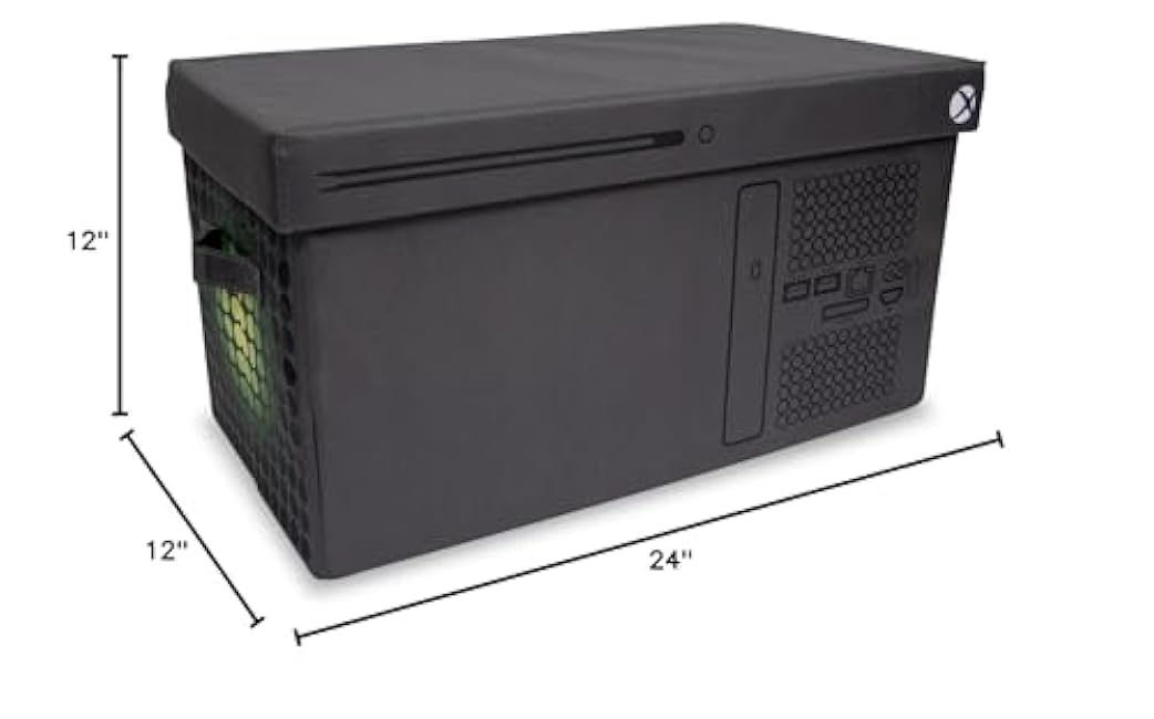 Ukonic Xbox Series X Logo Collapsible Storage Bin Chest with Lid | Fabric Basket Container with Handles, Cubby Cube Closet Organizer | Video Game Gifts And Collectibles | 24 x 12 Inches