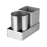 Soro Essentials- 3 Piece Set Stainless Steel Sugar Packet Holder- Round & Square Sugar Packet Holder Cafe Tabletop Metal Straws Holder Sugar Caddy Packet Organizer Condiments Salt Sweeteners Tea Bags