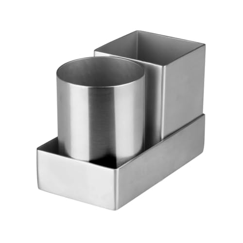 Soro Essentials- 3 Piece Set Stainless Steel Sugar Packet Holder- Round & Square Sugar Packet Holder Cafe Tabletop Metal Straws Holder Sugar Caddy Packet Organizer Condiments Salt Sweeteners Tea Bags