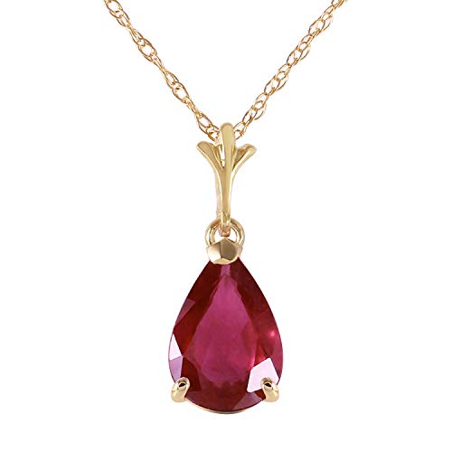 Galaxy Gold GG 14k Solid Yellow Gold 1.75 ct Pear-shaped Ruby Drop Pendant Necklace