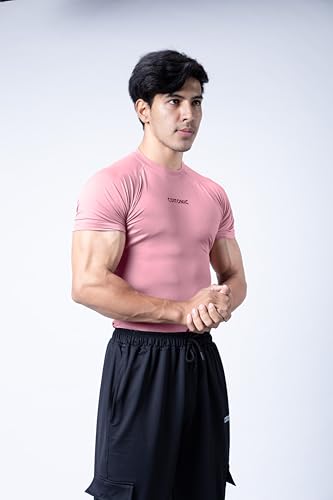 Image of COITONIC Men's Half Sleeve Compression T-Shirt - Athletic Base Layer for Gym, Sports & Fitness Training