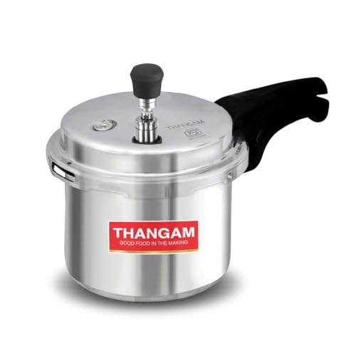 Image of Thangam Aluminium 5 Ltr Pressure Cooker | ISI Certified Heavy Gauge Cooker for Gas Stove | Durable Virgin Aluminium Body | Fast Cooking Silver Kitchen Cookware (5 Litre)